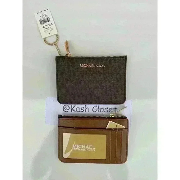 Michael Kors Key chain Wallet Jet Set Travel Small With ID Window Brown - Picture 1 of 1